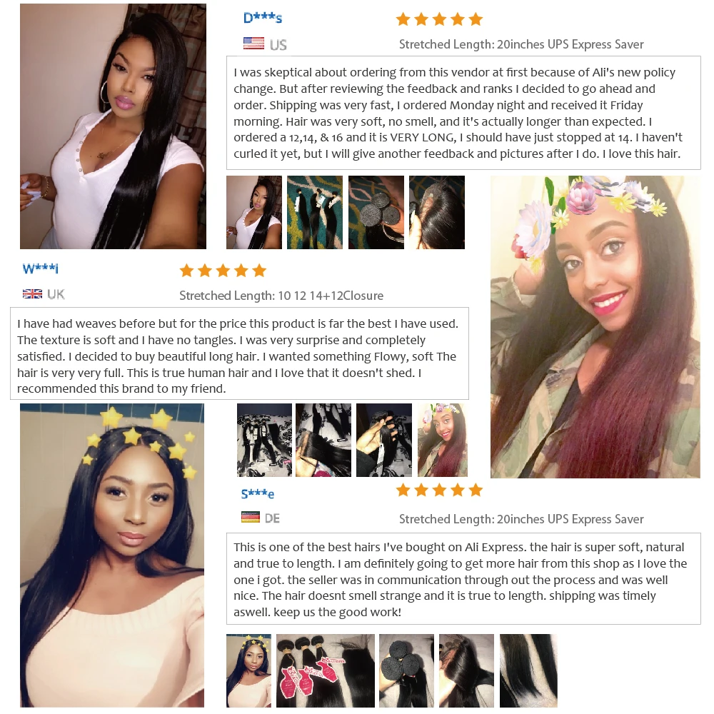 BEAUDIVA Brazilian Hair Weave Bundles Straight Hair Bundles with Closure Human Hair Weave Bundles With Closure Hair Extension