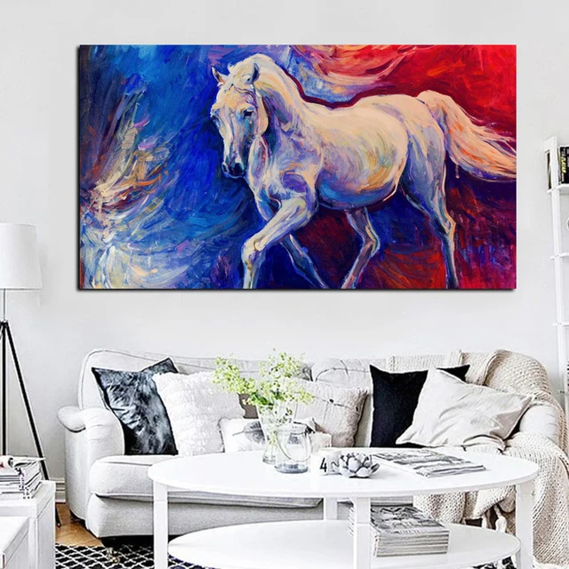 White Horse Abstract Painting Printed on Canvas 2