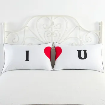 

New Digital printing white Lovers pillowcase bedding set LOVE pillowcase Queen King 2pcs/NO Pillow core