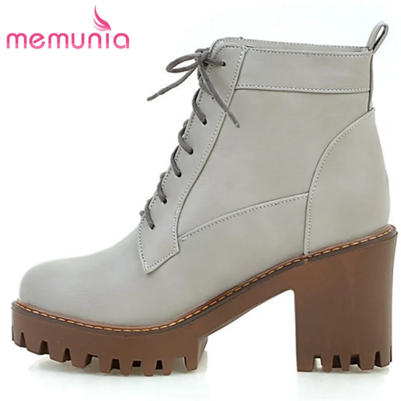 

MEMUNIA 2020 new ankle boots platform boots fashion hot sale casual round toe high heels women boots