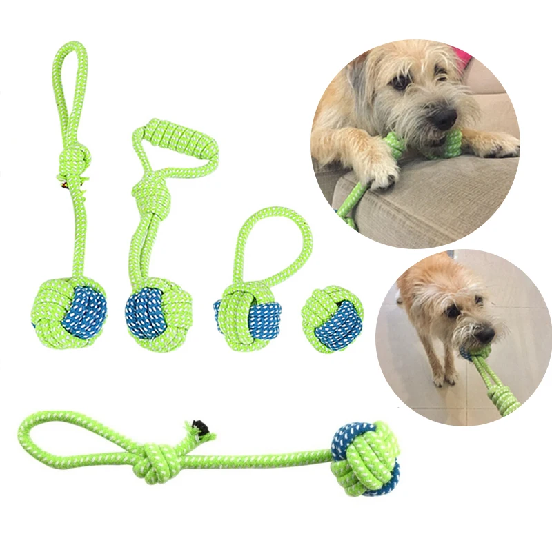 

7 Types Select Dog Toy Chew Tooth Cleaning Rope With Handle Knot Pet Toy Training Small Dog Cat Bite Resistant Ball Teeth Molars