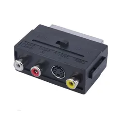 100 заколки PC SCART to 3RCA адаптер конвертер для PS4 W-ii DVD коробка RGB Скарт Композитный RCA S-Video AV tv Аудио для microsoft Xbox