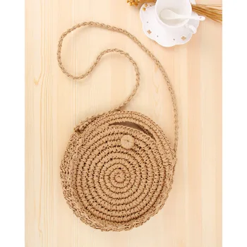 

Holiday Beach Knitting Straw Bag Casual Women Lady Girl Outing Rattan Woven Shoulder Bag Cross-body Vacation Bag Original Design