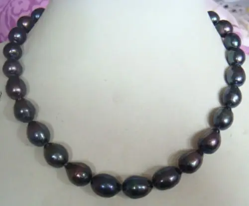 

FREE SHIPPING>>>@@ AS1396 NATURAL TAHITIAN GENUINE BLACK GRAY PEARL NECKLACE