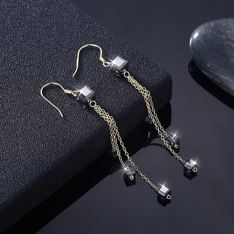 Серьги подвески женские из серебра 925 пробы с кристаллами SWAROVSKI|Серьги-подвески| |