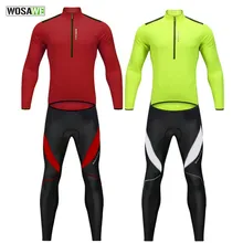 WOSAWE Spring Summer Men Cycling Clothes Sets 4 Color Pullover Sweatshirt Gel Reflective Jersey Pants Suit Bike Bicycle Clothing