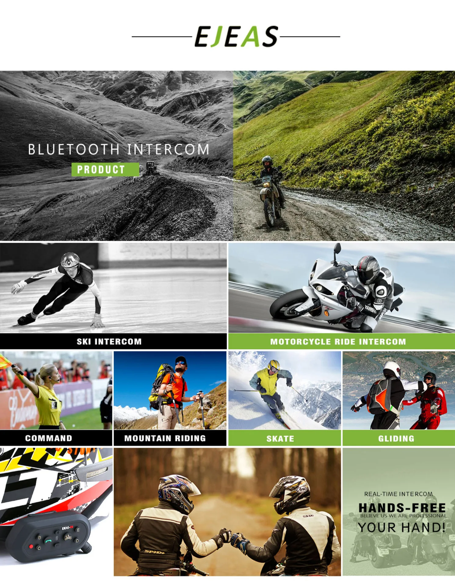 Ejeas TTS двойной Bluetooth Интерком мотоциклетный шлем BT комплект гарнитуры Max 4 гонщиков мото Переговорная система с FM 2 шт