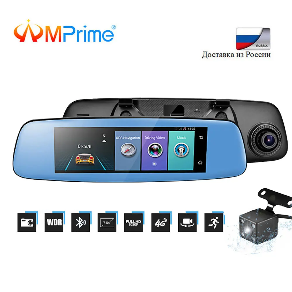 AMPrime 7 84 &quot4G ADAS Видеорегистраторы для автомобилей Камера Android 5 1 регистратор HD1080P с