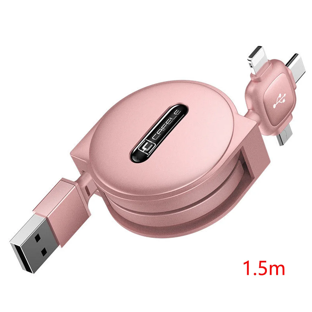 

3 In 1 Connector Micro USB Mobile Phone Triple Universal Android Data Cable Charger Retractable ABS Type C Power