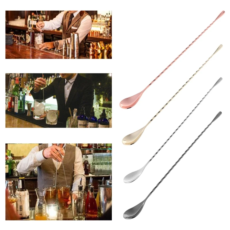 NEW Stainless Steel Muddler Threaded Swizzle Stick Cocktail Stirring Spoon Bar Tools