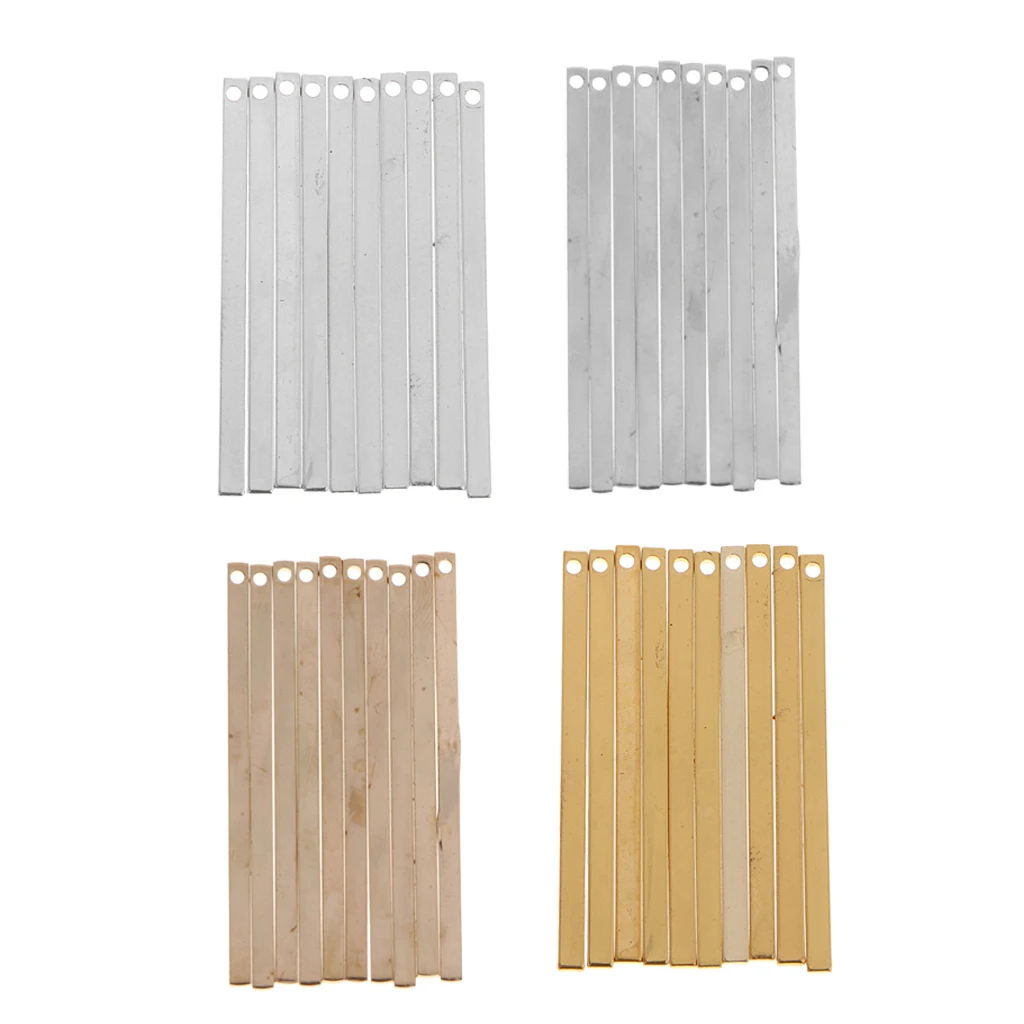 10 Piece Alloy Flat Rectangle Blank Coin Engraving Stamping Charms Tag Pendant Necklace Bracelet Pendants for DIY Jewelry Making