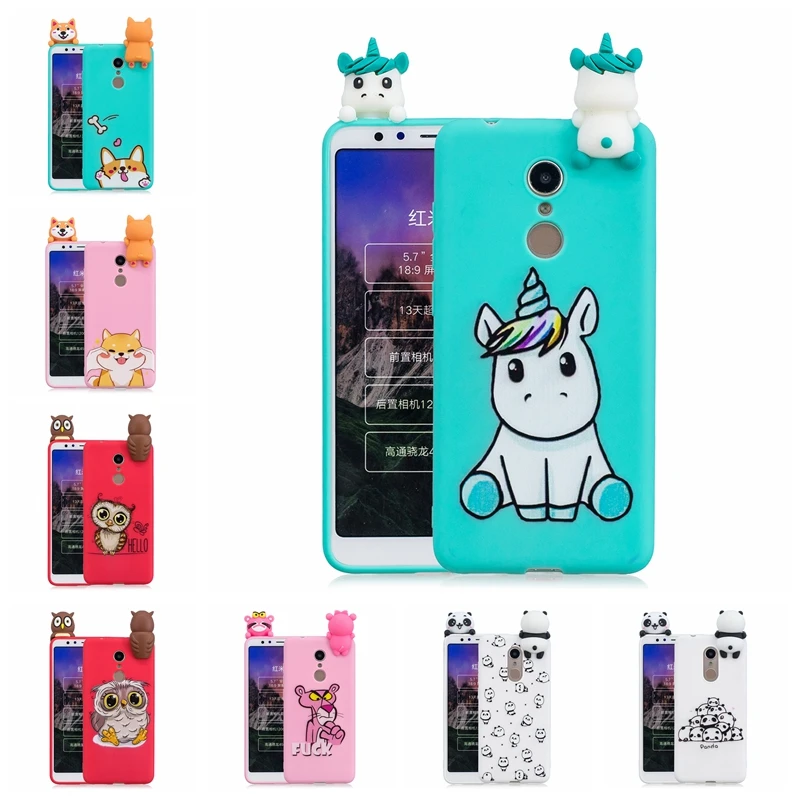 3D Case For Xiaomi Redmi 5 Plus Cute Panda Unicorn Phone Cases Coque Xiomi Etui |