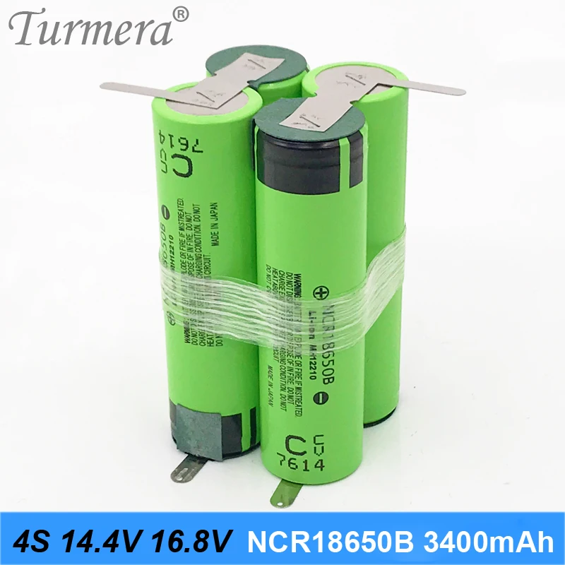 4s battery 18650 pack ncr18650b 3400mah 16.8v 14.4v welding solder battery for screwdriver tools battery customized battery