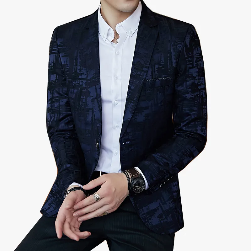 Мужские блейзеры с полосатым узором, приталенный Блейзер, Тонкий деловой повседневный мужской Стильный весенне-осенний пиджак в Корейском стиле