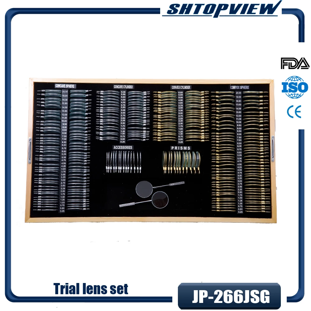 

JP-266JSG Best Metal Ring Frame Golden Color Ring Trial Lens Set Case Lenses Box with leather case