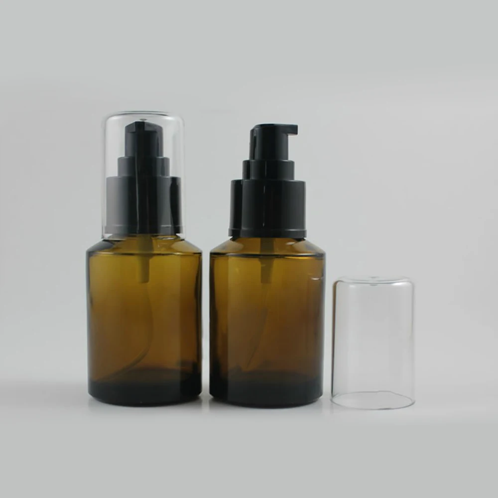 50pcs wholesale 60 ml brown glass round lotion bottle, 2oz glass lotion