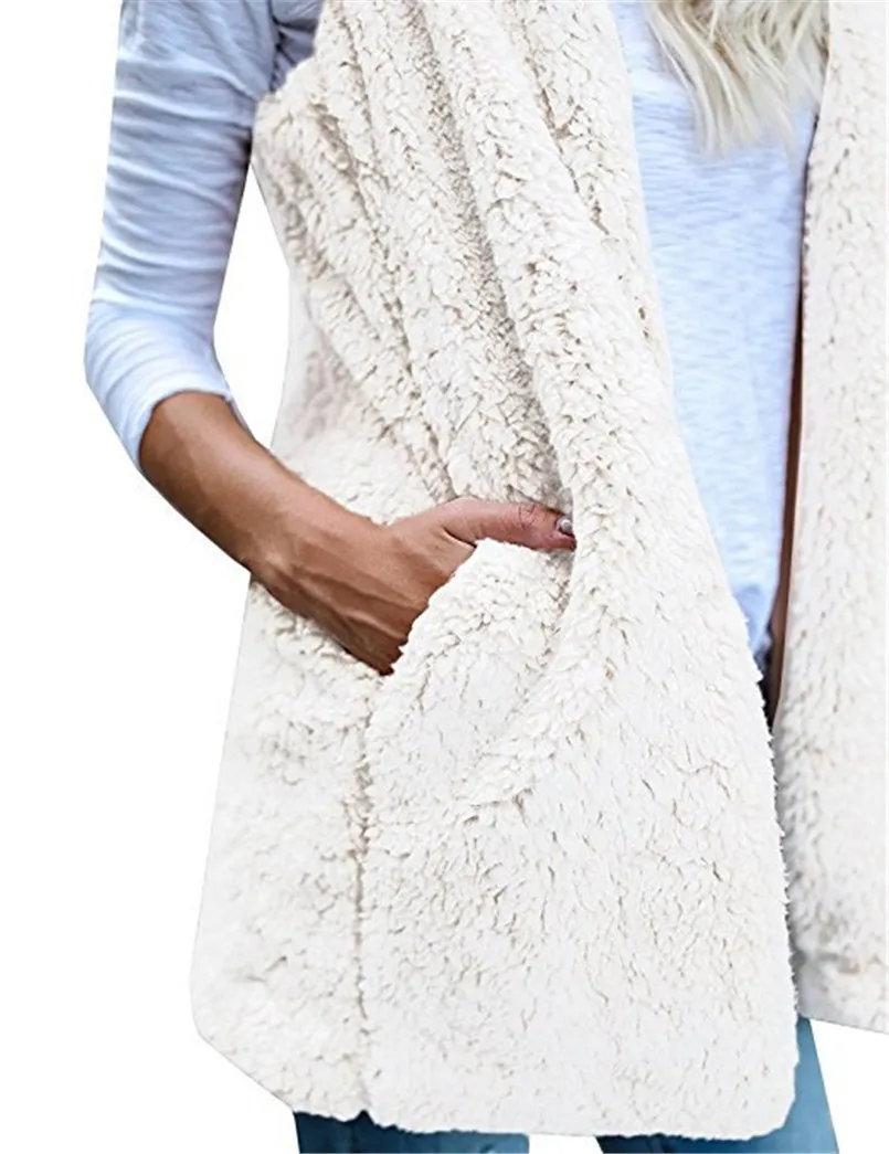 Большой размер женский модный кашемировый жилет без рукавов с капюшоном и карманами теплая верхняя одежда и пальто Chalecos Para Mujer