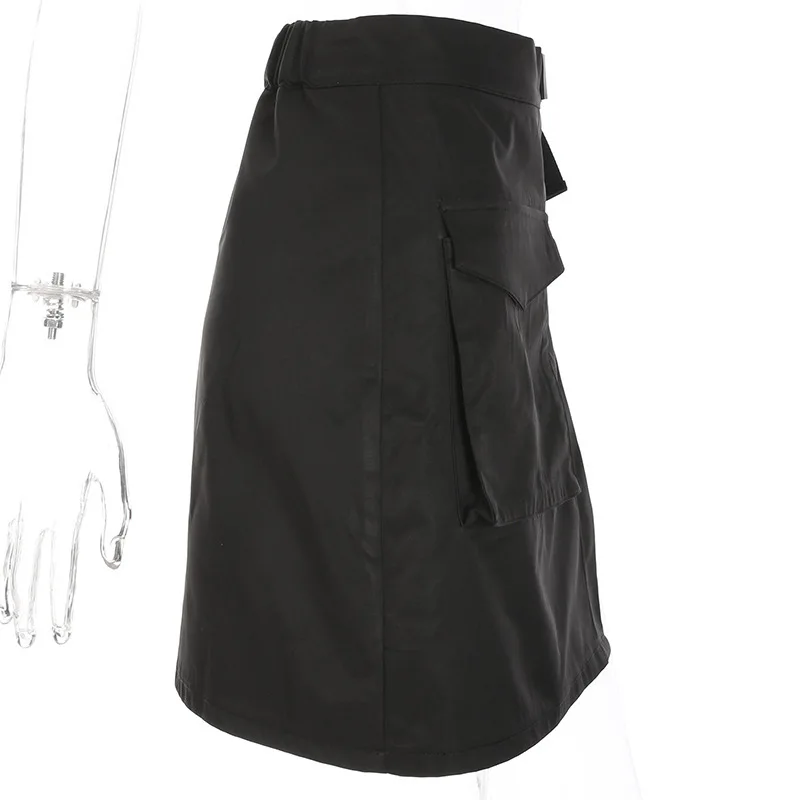 Yewa's Store Женская Сексуальная набедренная Асимметричная юбка с карманами и пряжкой, юбка средней длины, весна, Ins Exceed Fire, на шнуровке, 1 шт