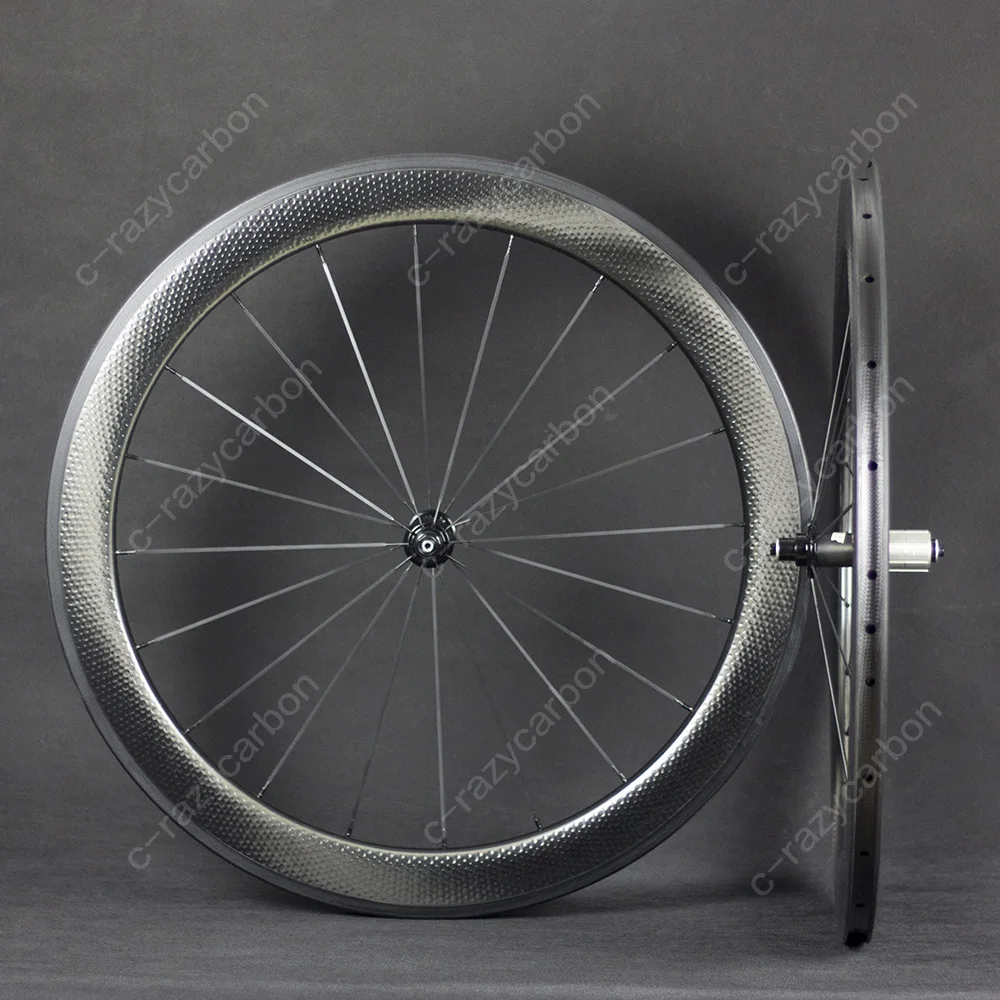 Top 45/50/58/80mm Dimple Carbon Wheels Clincher/Tubular 700c Road Bike Aero Wheels 0