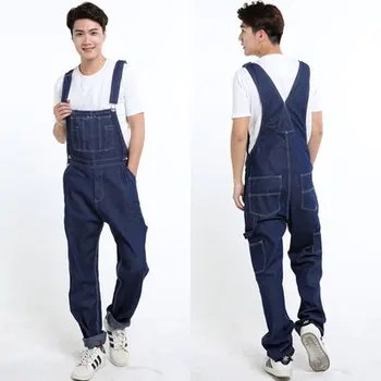 

28-46 !2017 Tide Men's denim Trousers Retro Sling Pants fashion Siamese jeans Large size denim rompers