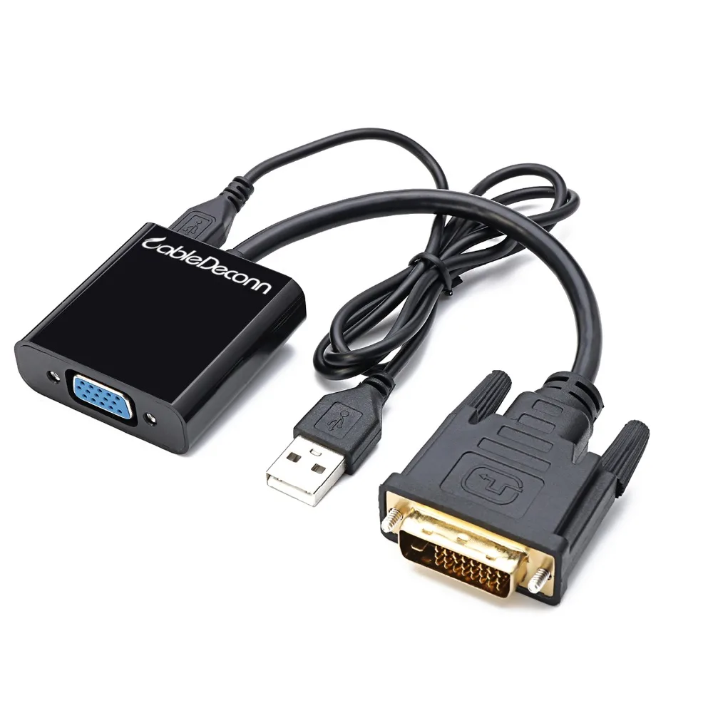 DVI-D 24+ 1 к VGA Full HD 1080P HDTV соединительный кабель с Micro USB кабель питания для монитора ПК адаптер