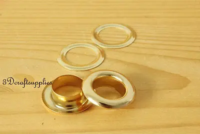 

eyelets metal with washer grommets golden round 40 sets 12 mm G24
