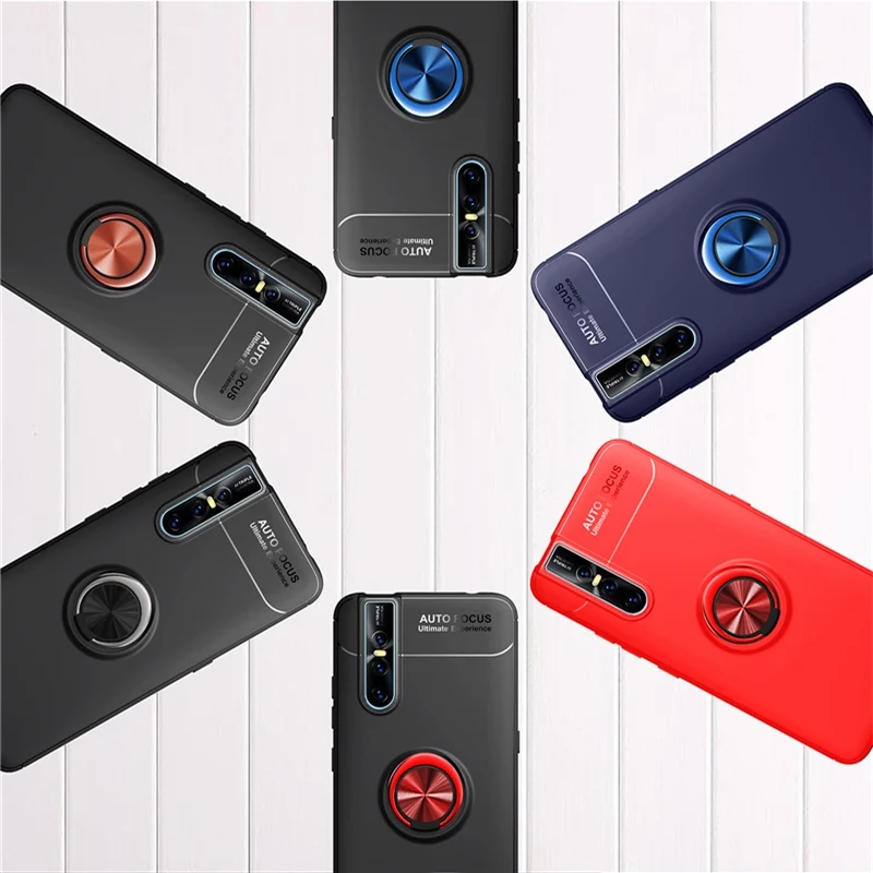 For VIVO V15 Pro Phone Case Finger Ring Holder Matte Soft Silicone TPU Back Cover For VIVO V15 Case Shockproof armor