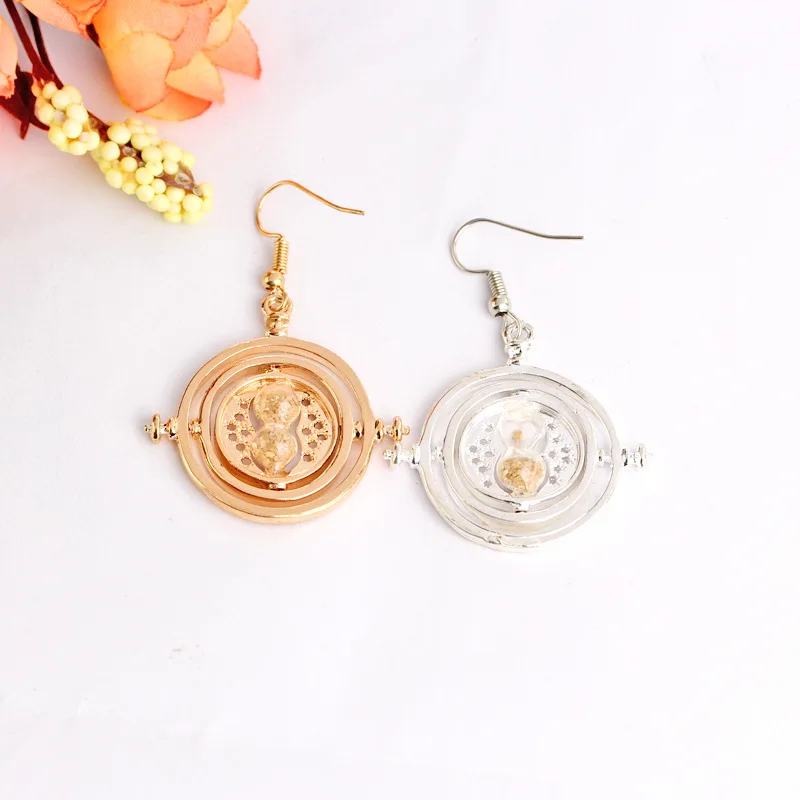 Sonykifa Hot Sale 1 Pair Harri Pot Deathly Hallows Time Converter Hourglass Drop Earring For Women Kids Jewelry Party Jewelry