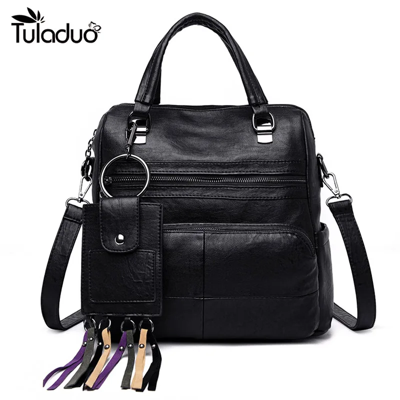 

fashion 2019 New hight quality fringe vintage backpacks female larger capacity school shoulder bag With small card package