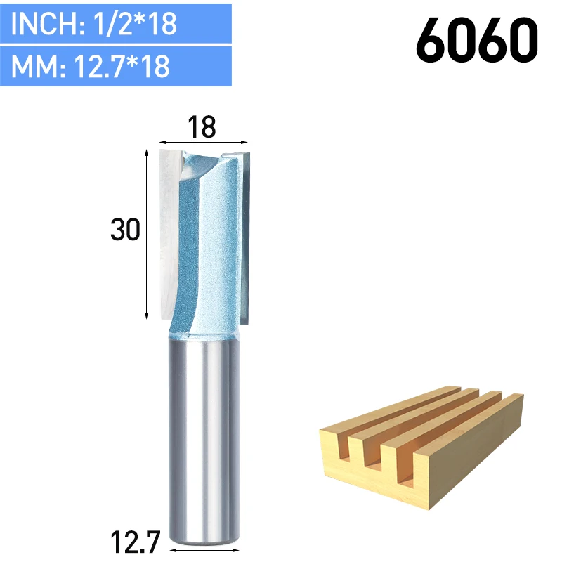 HUHAO 1 шт. промышленный деревообрабатывающий фреза с двойной окантовкой Концевая фреза с прямым триммером - Длина режущей кромки: 6060
