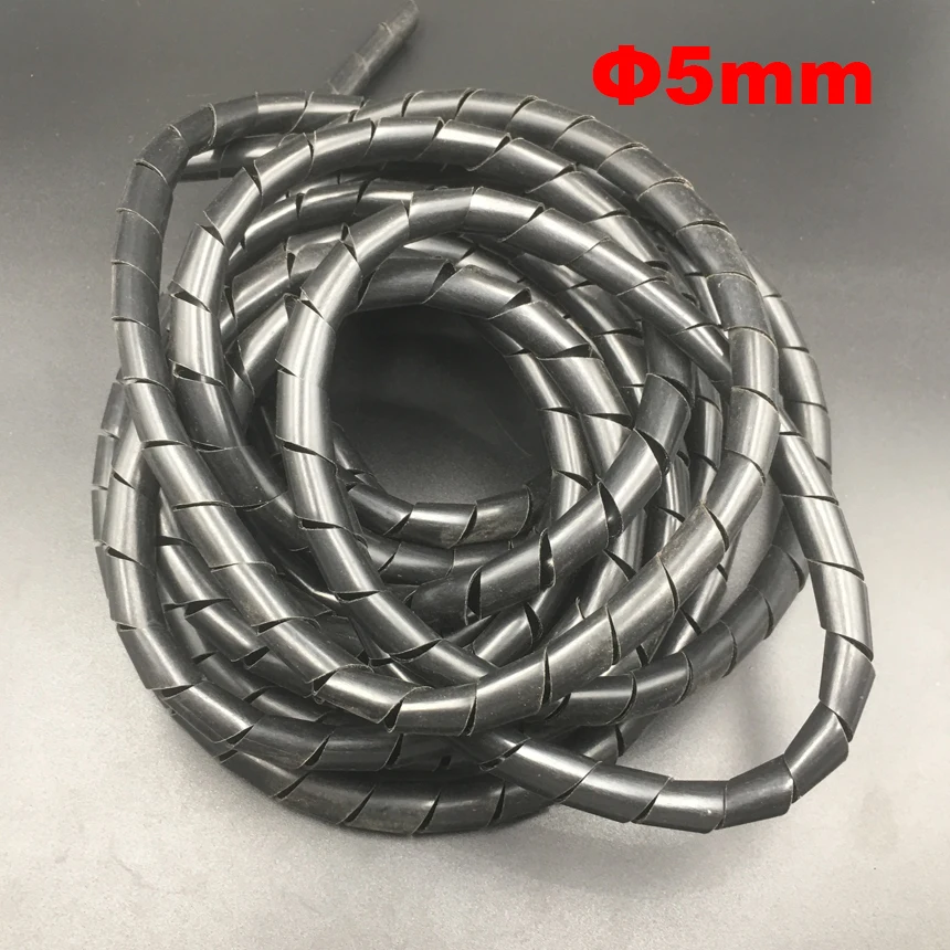 

10M 5mm Black White Flexible PE Polyethylene Desktop Computer PC Cord Cable Wire Protective Sleeve Spiral Wrapping Band Tube