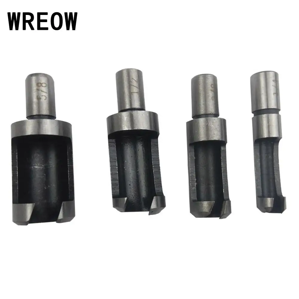 4pcs Carbon Steel Carpentry Wood Plug Cutter Cutting Tool Drill Bits