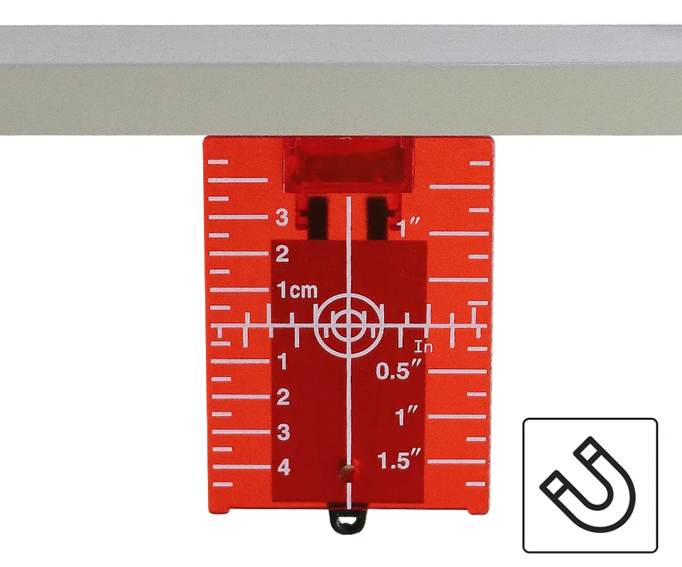 Huepar Магнитная красная мишень для роторного перекрестного лазерного уровня горизонтального и вертикального лазерного усиления и дальномер