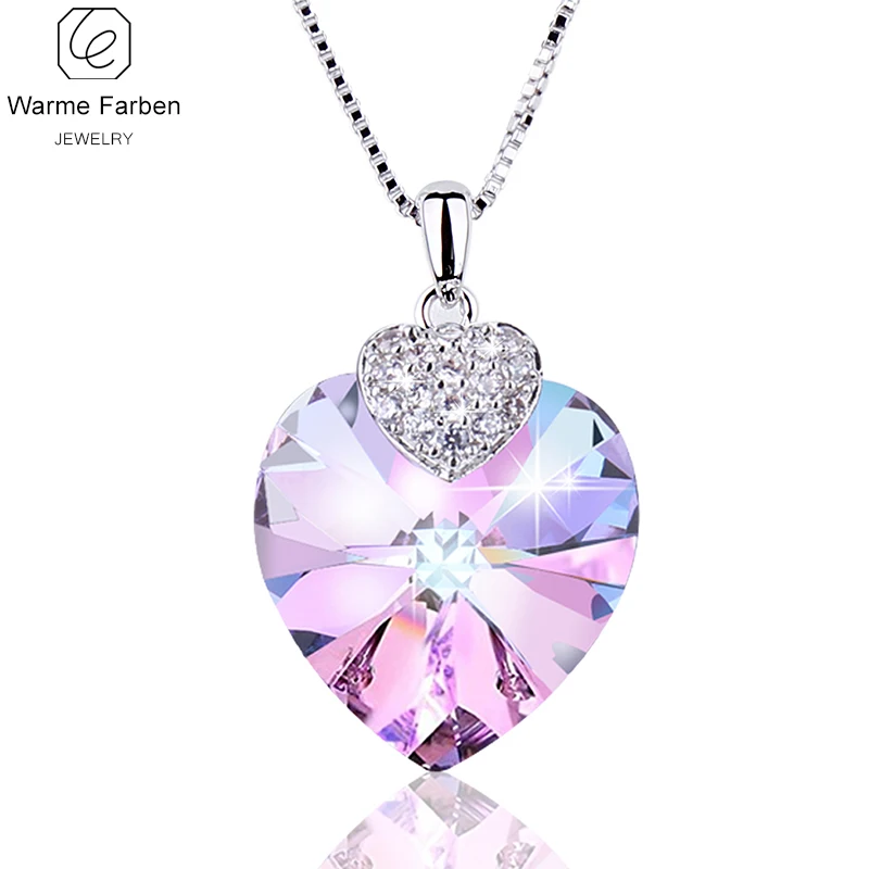 

WARME FARBEN Crystal from Swarovski Amethyst Pendant Necklaces Heart Amethyst Necklace Fashion Jewelry Gifts for Women Collares