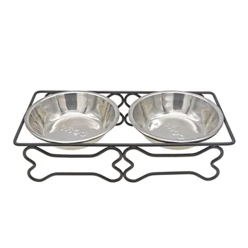

Pet Feeder Stainless Steel Dog Feeding Bowl Creative Food Water Feeder Dish for Small Dogs Puppy DishWater Bowl with Iron Stand