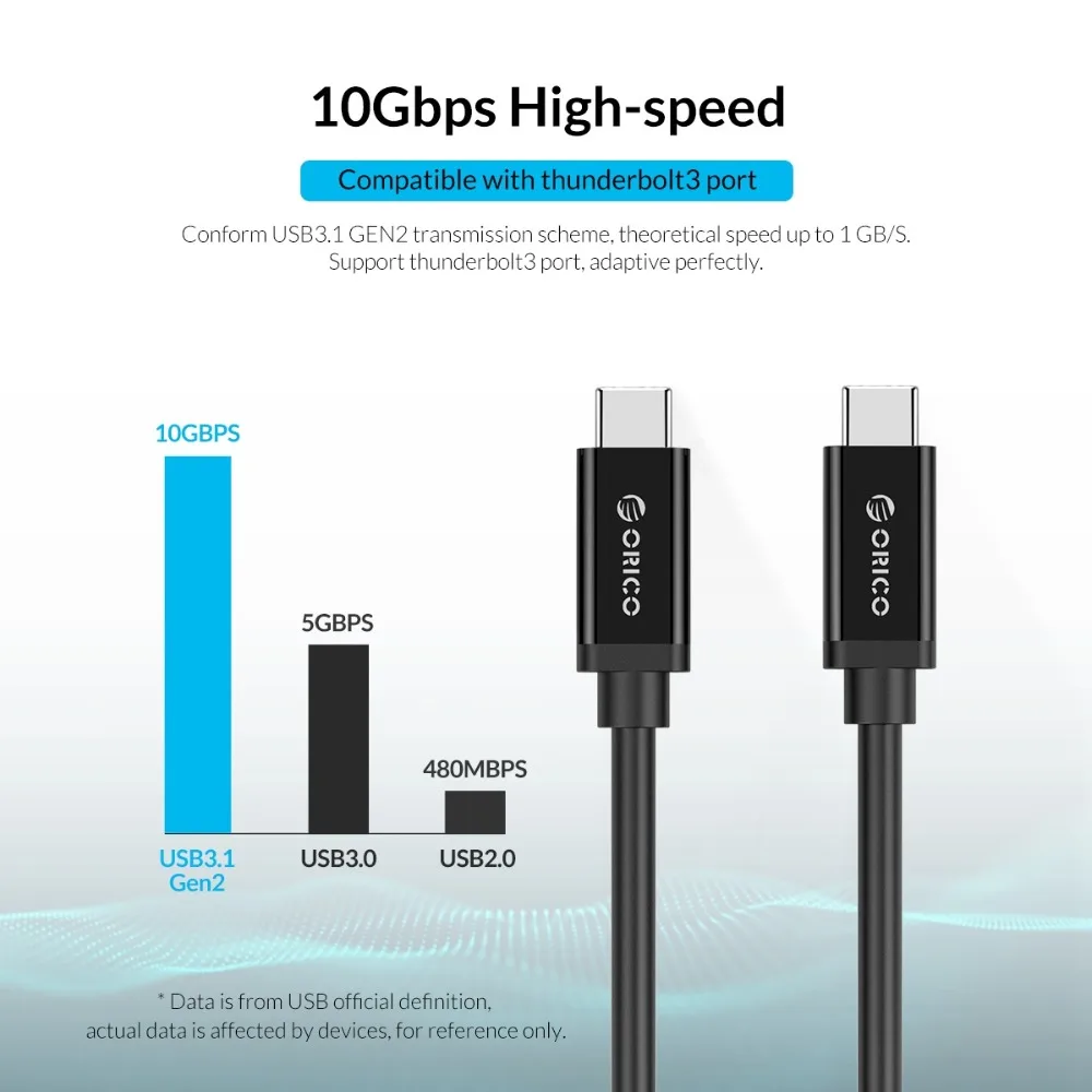 ORICO usb type C кабель для быстрой зарядки и USB3.1 10 Гбит/с кабель передачи данных синхронизации для samsung Galaxy S9 Note 9 Oneplus huawei