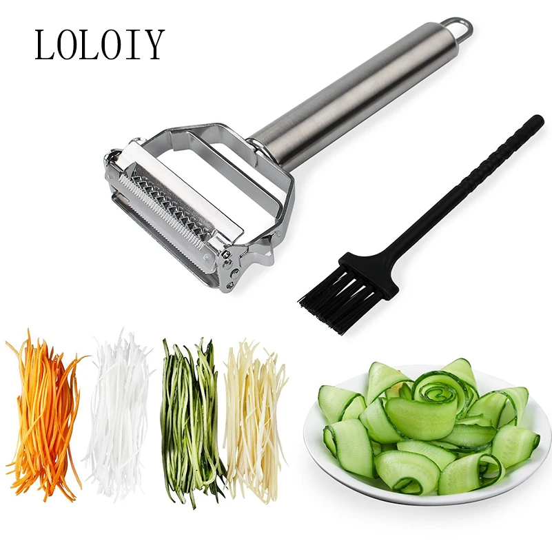 

Julienne Peeler Stainless Steel vegetable Cutter Slicer Kitchen Tool with Cleaning Brush for Carrot Gadget cocina utensilios