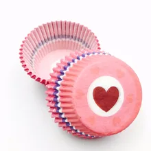100 шт./лот Розовое Сердце бумажные подставки для кексов обертки для кексов для декорирования торта стаканчики для кексов, булочек