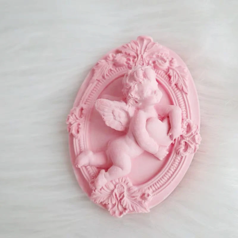 Vintage Embossed Rose Angel Silicone Mold Essential Oil Extended Aroma Gypsum Frame Angel Cupid Soap Cement Concrete Decor mold