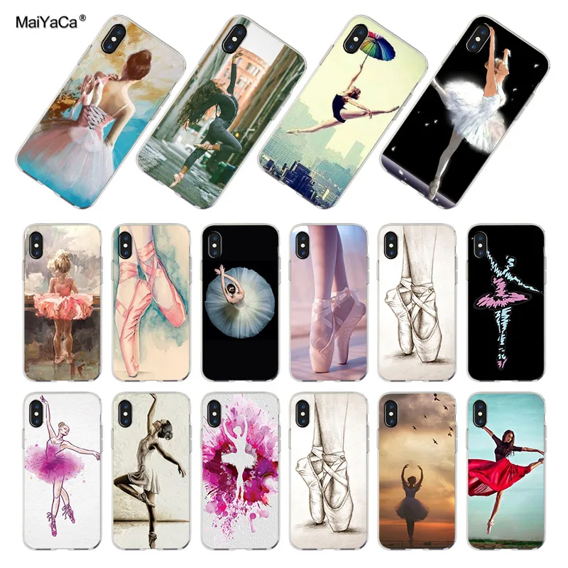 

MaiYaCa For iphone 7 6 X Case Ballerina Dance Ballet Girl Shoes Transparent Phone Case for iPhone 8 6S Plus X 5 5S SE XR XS MAX