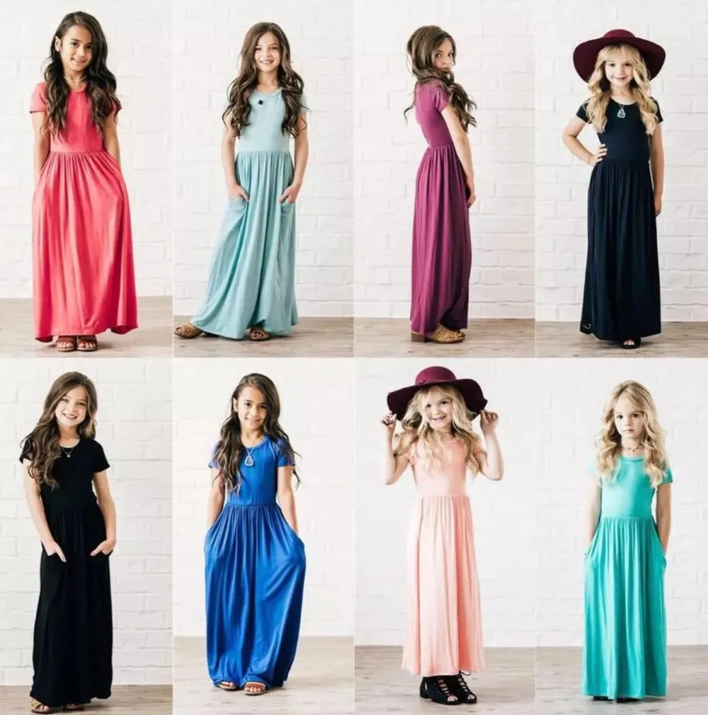 

New Summer Girls Dresses Children Modal Soft Modal Long Maxi Beach Dress Fashion Holiday Kids Clothes Bebe Vestido
