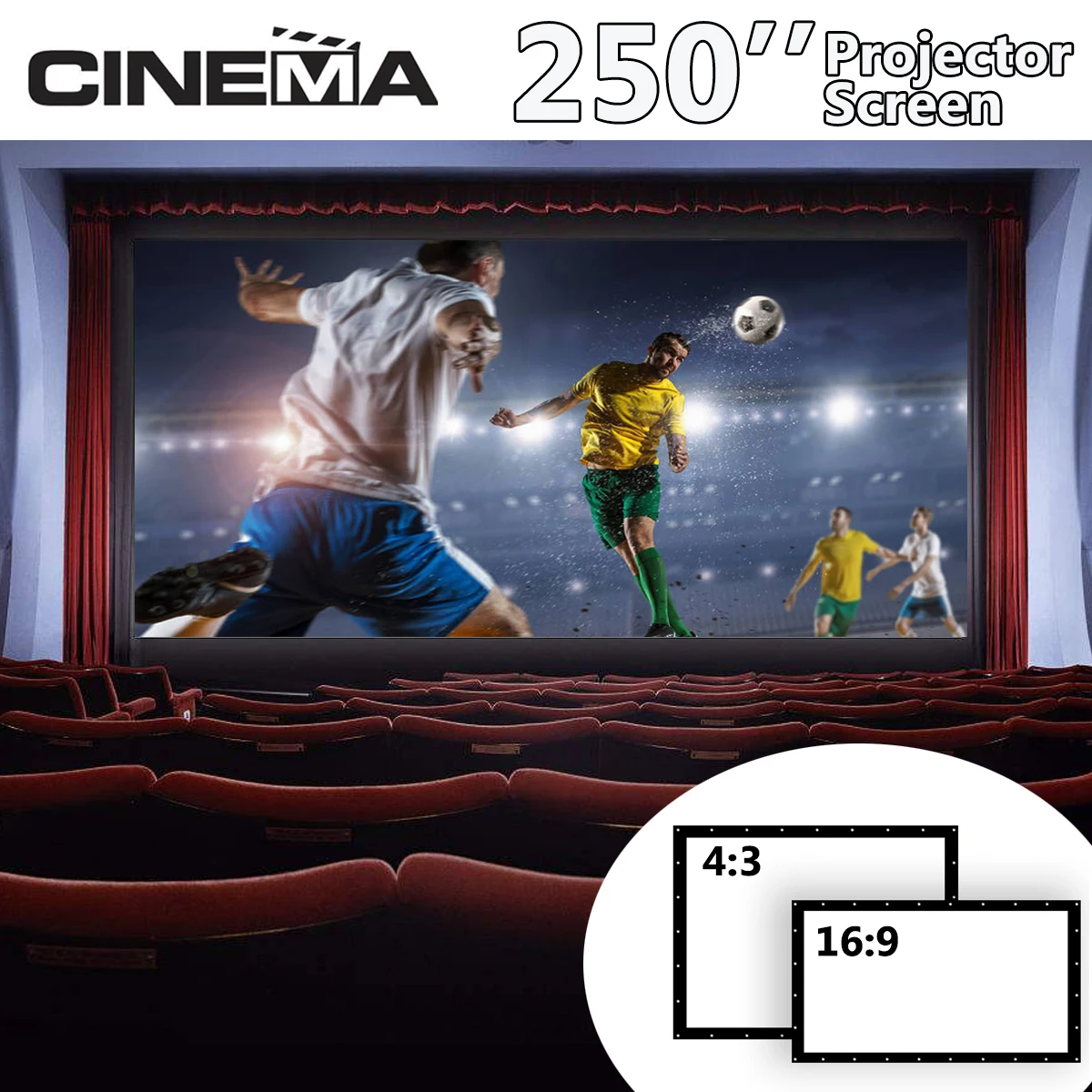 

250 Inch 4:# Foldable Projection Screens Portable Outdoor Indoor Travel Projector Screen Home Theater 3D Screen Wall Mounted