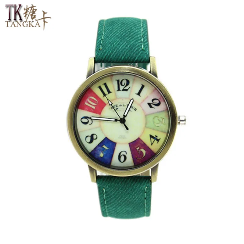 

2017 woman watches Fashion retro casual lady Dress Wristwatches cowboy leather teenagers man quartz Clockwise display