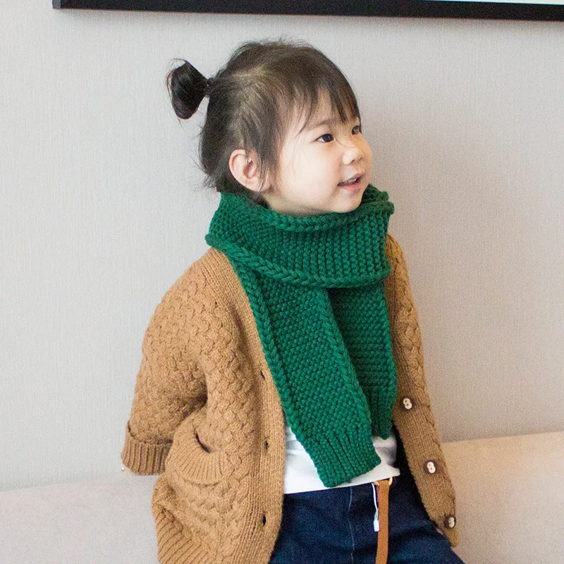 Kids Baby Scarf Girl Winter Warmer Scraf Children Wool Knitted Scarves Girls Boys Solid Warm Neck Scarves Soft Bufanda Bebe