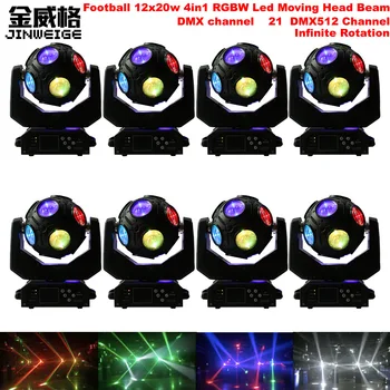 

Free Shipping 8pcs/Lot Football 12x20w RGBW 4in1 Led Beam Moving Football Light/Led DJ Disco Ball Light Stage Amazing Efeect