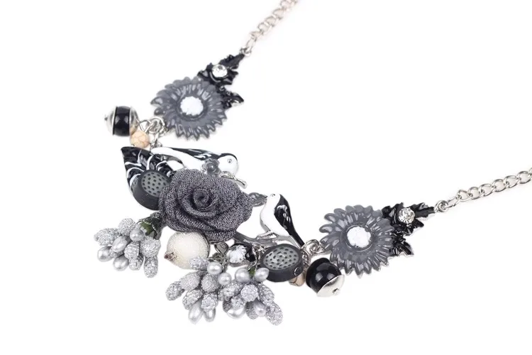Bonsny Эмаль ожерелье с цветами из сплава подвеска на длинной цепочке воротник уникальные украшения для женщин обувь девочек подростков подарок вечерние интимные аксессуа