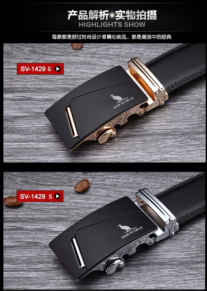 Famous Brand Belt Men Good Quality Cowskin Genuine Luxury Leather Men's Belts for Men,Strap Male Metal Automatic Buckle