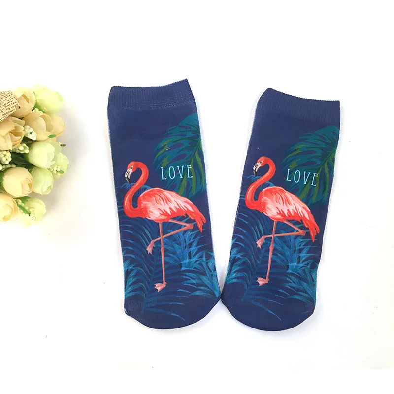 Повседневные носки с объемным принтом женские прочные носки с изображением фламинго милые короткие носки повседневные носки с мультипликационным принтом для подростков 1 пара = 2 шт. ms21 - Цвет: 6  ms21