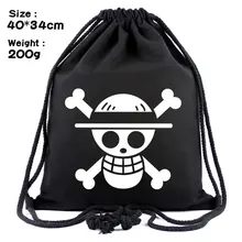 IVYYE One Piece White Logo Fashion Canvas Backpacks Cartoon Drawstring Backpack Casual String Bags shopping Knapsack Unisex New