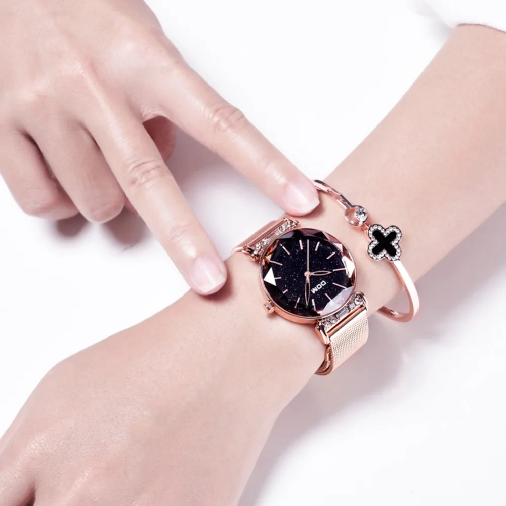 DOM Starry Sky Designer Women's Watches Magnetic Stainless Steel Mesh Strap Ladies Wrist Watches New Relogio Feminin G-1245GK-1M